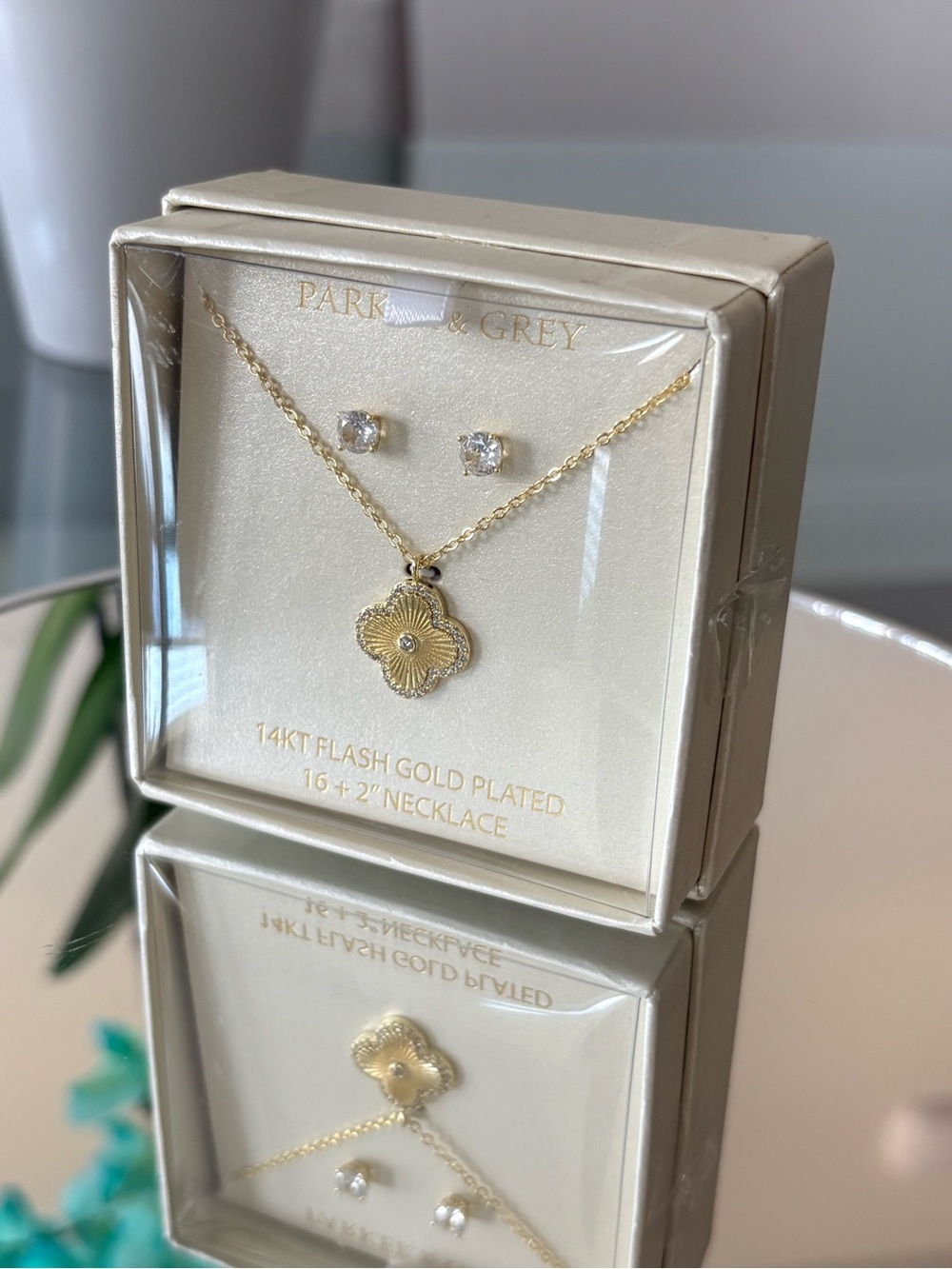 Dainty Clover Necklace & Earrings